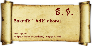 Bakró Várkony névjegykártya